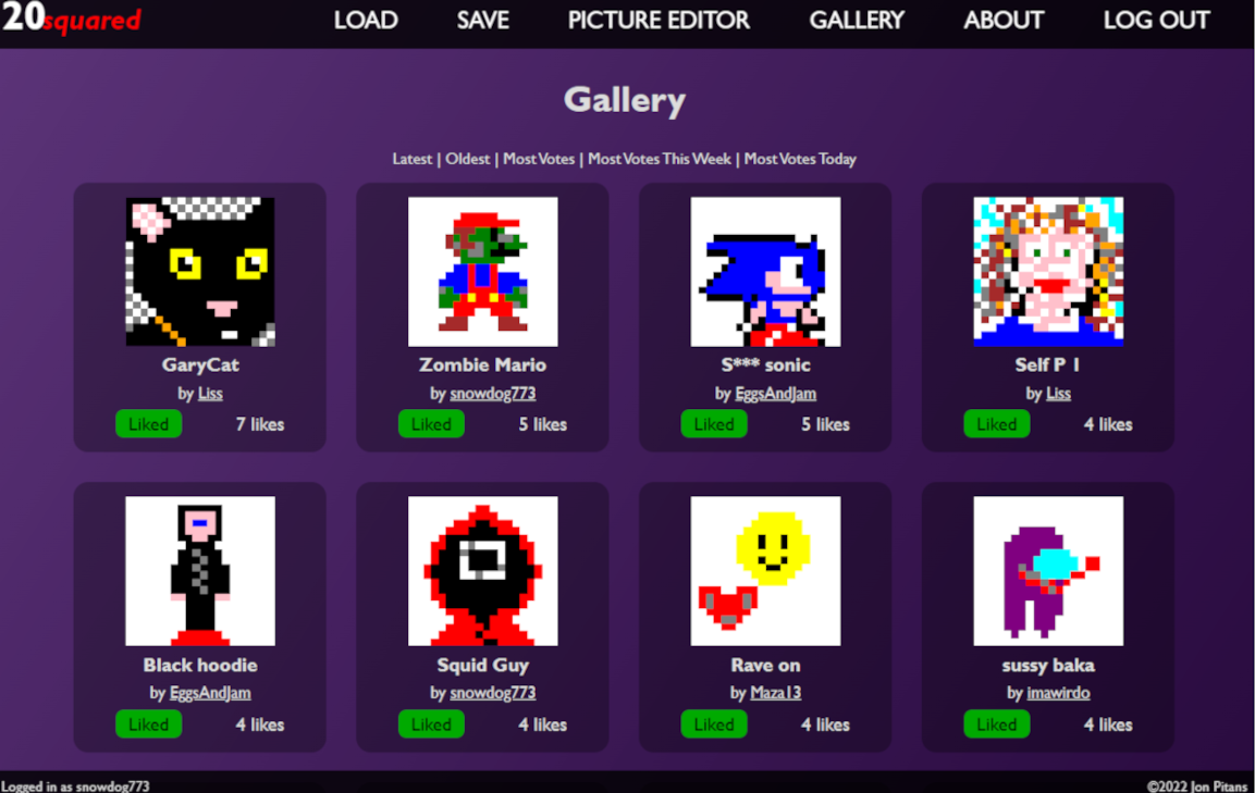 20 Squared Pixel Art